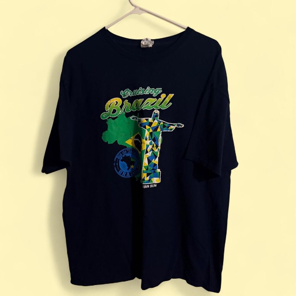 Delta Shirt Mens 2XL Blue Vintage Cruising Brazil Graphic Tee